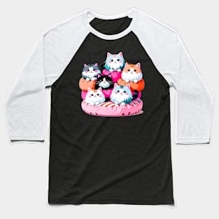 Cartoon Cats Baseball T-Shirt